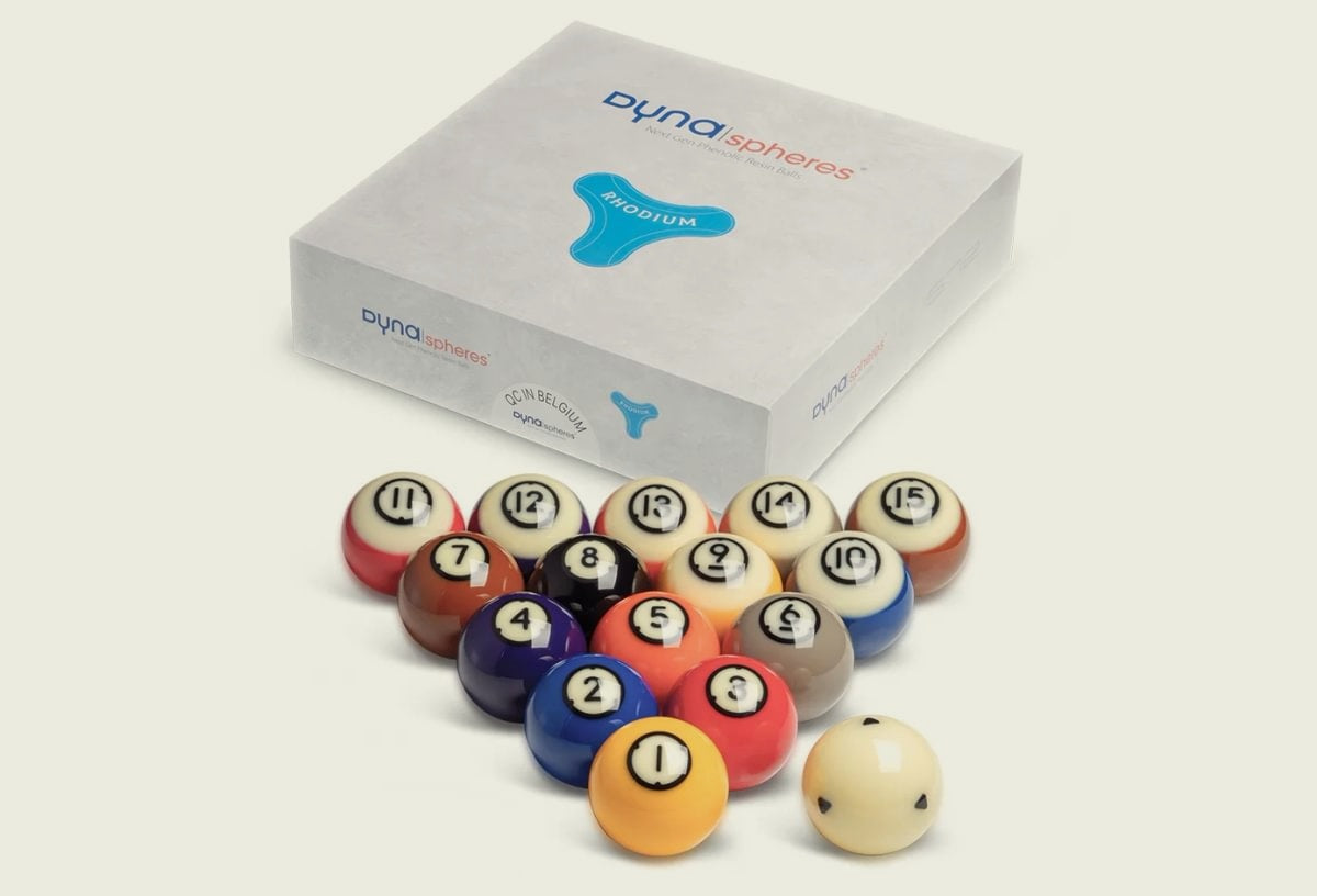 Pool Rhodium 57.2mm 16 balls incl. cue-ball (6 black triangles)